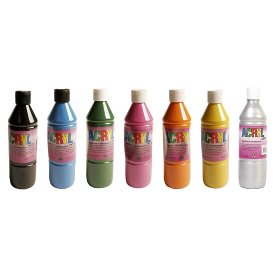 Acrylic Paint 0,5 ltr, Assorted Colours