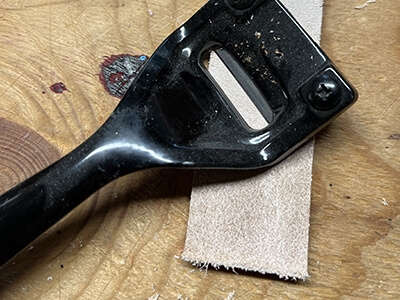 Step 5 Thin out the back of the leather where the buckle will sit