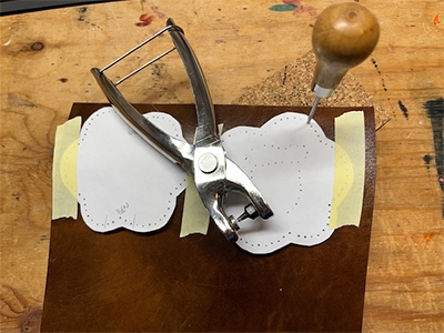 Step 1 Attach template to the leather