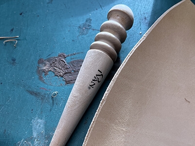 Step 6 Use edge polisher on leather edges